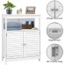 KINGSO Bathroom Storage Cabinet Free Standing Bathroom Floor Storage Cabinet with Double Shutter Door   Adjustable Shelf  Bathroom Organizer with 4  Tier Shelf for Bathroom Living Room  Espresso