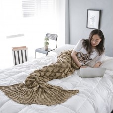 Mermaid Tail Knitted Blanket Fish Tail Blanket  Size  60x140cm  Cocoa