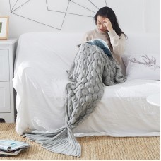 Mermaid Tail Knitted Blanket Fish Tail Blanket  Size  60x140cm  Gray