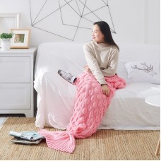 Mermaid Tail Knitted Blanket Fish Tail Blanket  Size  195x90cm  Pink