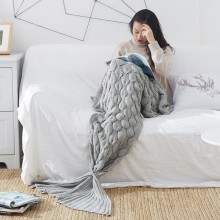 Mermaid Tail Knitted Blanket Fish Tail Blanket  Size  195x90cm  Gray