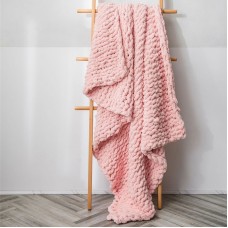 Handmade Thick Wool Knitted Blanket Sofa Chenille Stick Knitted Blanket  Size  80 x 100 CM  Pink